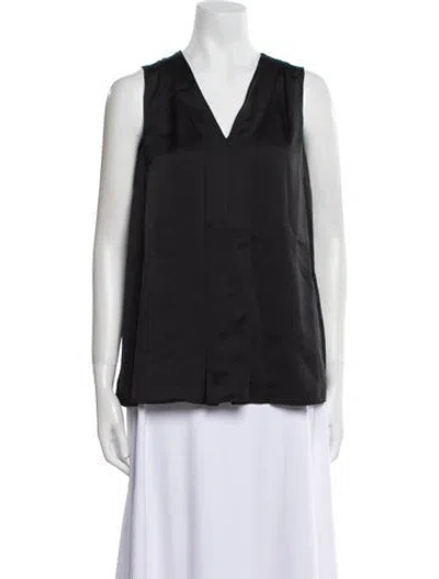 Pre-owned Emilia George V-neck Sleeveless Blouse In Black