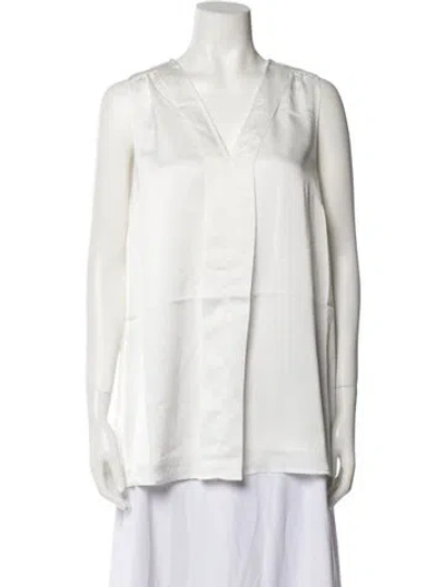 Pre-owned Emilia George V-neck Sleeveless Blouse W/ Tags In White