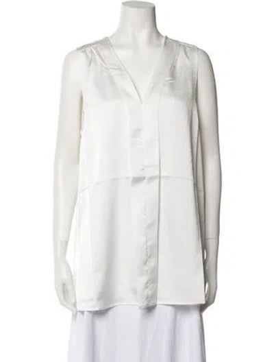 Pre-owned Emilia George V-neck Sleeveless Blouse In White