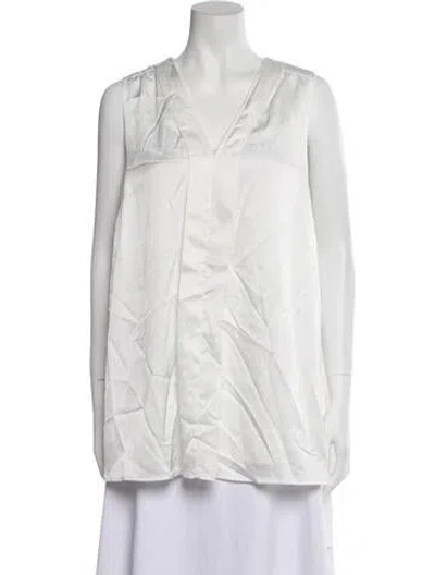 Pre-owned Emilia George V-neck Sleeveless Top In White