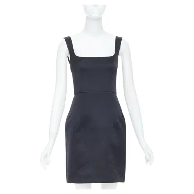 Pre-owned Emilia Wickstead 2021 Salma Black Duchess Satin Structured Hip Dress Uk6 S
