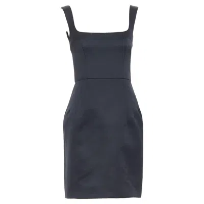 Pre-owned Emilia Wickstead 2021 Salma Black Duchess Satin Structured Hip Dress Uk6 S