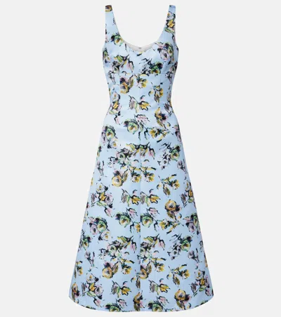 Emilia Wickstead Abella Floral Satin Cocktail Dress In Blue