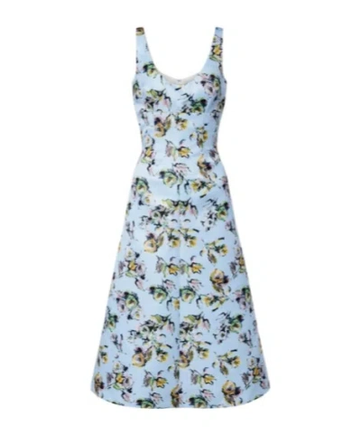 Emilia Wickstead Abella Floral Satin Cocktail Dress In Brown