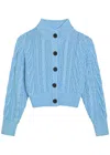 Emilia Wickstead Aleph Cable-knit Cotton Cardigan In Blue
