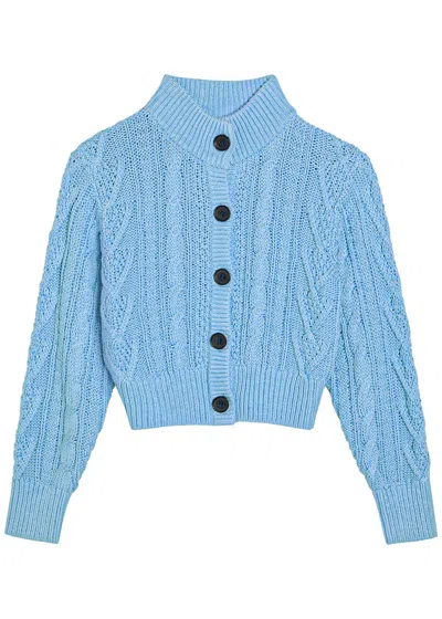 Emilia Wickstead Aleph Cable-knit Cotton Cardigan In Blue