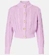 Emilia Wickstead Aleph Cable-knit Cropped Cotton Cardigan In Pink