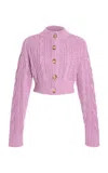 Emilia Wickstead Aleph Cotton Knitted Cardigan In Purple