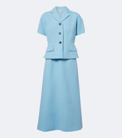 Emilia Wickstead Alexina Wool Crêpe Midi Dress In Pale Blue