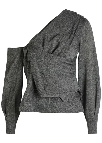 Emilia Wickstead Alida Draped Wool Top In Gray