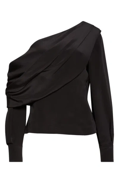 Emilia Wickstead Alida One-shoulder Silk Crêpe De Chine Top In Black
