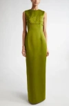 Emilia Wickstead Amadine Embellished Doppio Satin Dress In Green