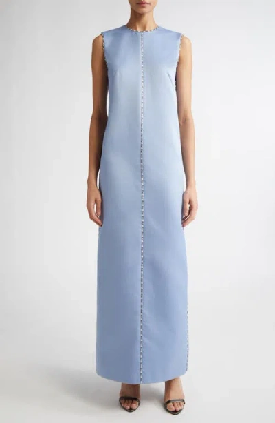 Emilia Wickstead Amon Embellished Double Face Satin Gown In Baby Blue