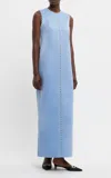 Emilia Wickstead Amon Embellished Satin Maxi Dress In Light Blue