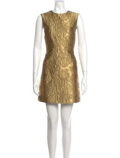 Pre-owned Emilia Wickstead Animal Print Mini Dress In Gold