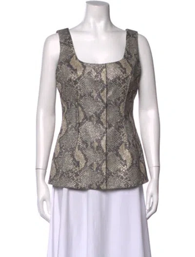 Pre-owned Emilia Wickstead Animal Print Square Neckline Top In Multicolor