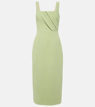 Emilia Wickstead Arina Pleated Crêpe Midi Dress In Green