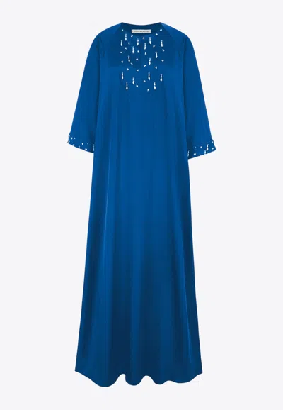 Emilia Wickstead Arles Embellished Maxi Dress In Navy