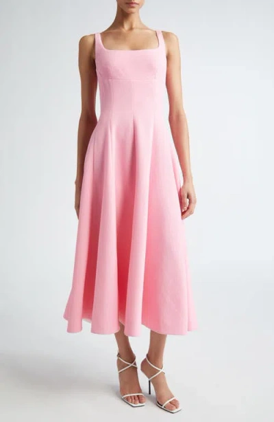 Emilia Wickstead Asia Crepe Fit & Flare Midi Dress In Rose Pink | ModeSens