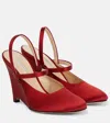 Emilia Wickstead Aster Satin Wedge Pumps In Red