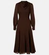 Emilia Wickstead Avara Draped Wool Twill Midi Dress In Brown