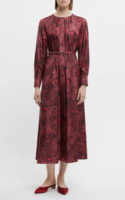 Emilia Wickstead Bahiti Printed Silk Midi Dress In Burgundy
