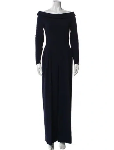 Pre-owned Emilia Wickstead Bateau Neckline Jumpsuit In Blue