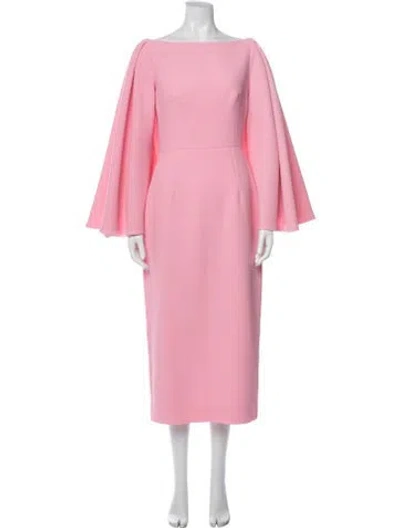 Pre-owned Emilia Wickstead Bateau Neckline Midi Length Dress In Pink