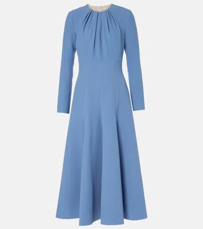 Emilia Wickstead Belgium Pleated Midi Dress In Blue