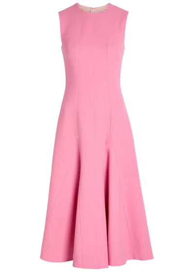 Emilia Wickstead Benicia Wool-crepe Midi Dress In Pink