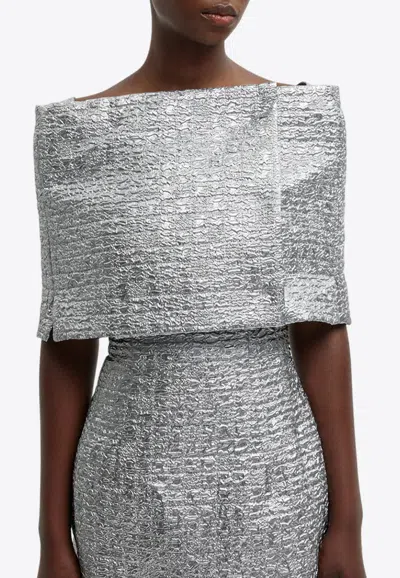 Emilia Wickstead Bibiana Wrap Top In Silver