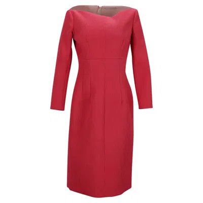 Emilia Wickstead Boat Neck Midi Dress In Red Polyester