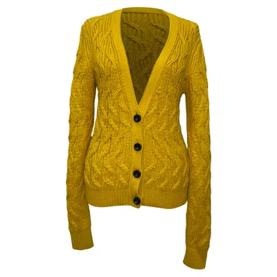 Pre-owned Emilia Wickstead Buttoned Cardigan In Yellow Silk