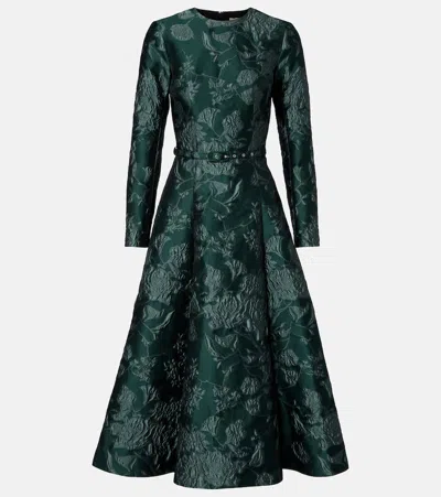 Emilia Wickstead Capucine Floral Cloqué Midi Dress In Green
