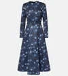 Emilia Wickstead Capucine Floral Taffeta Midi Dress In Blue
