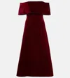 Emilia Wickstead Off-shoulder-midikleid Carita Aus Baumwollsamt In Red