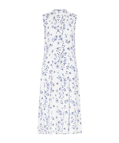 Emilia Wickstead Joelle Floral-print Silk Midi Dress In Blue