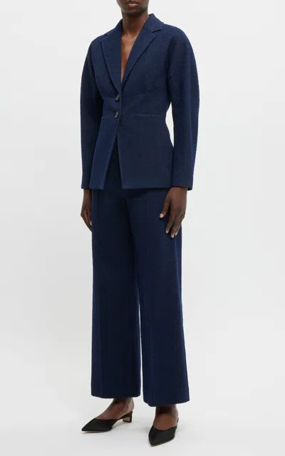 Emilia Wickstead Cezanne Tailored Cotton-blend Bouclé Jacket In Blue