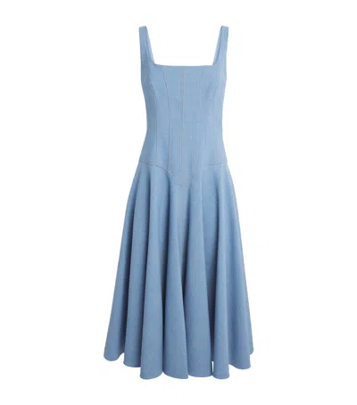 Emilia Wickstead Chambray Harmony Midi Dress In Blue