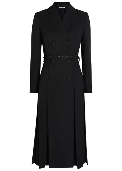 Emilia Wickstead Chaney Belted Wool Midi Dress In Black