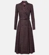 Emilia Wickstead Chaney Houndstooth Wool-blend Midi Dress In Burgundy