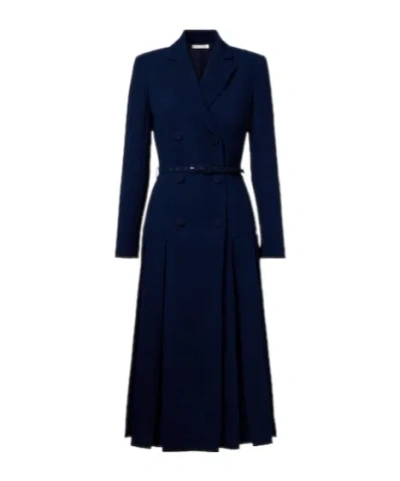 Emilia Wickstead Chaney Wool Crepe Midi Dress In Blue