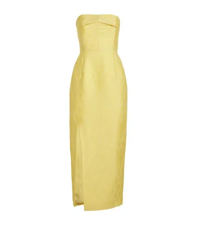 Emilia Wickstead Cloquéd Pola Strapless Dress In Yellow