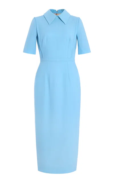 Emilia Wickstead Clotilde Wool Bodycon Dress In Light Blue