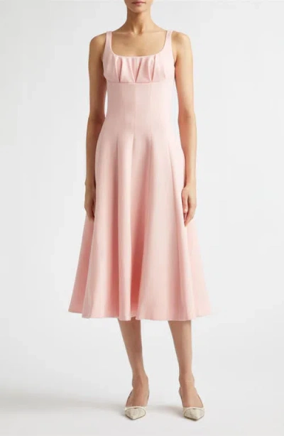 Emilia Wickstead Collins Gathered Wool Crepe A-line Dress In Pink