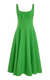 Emilia Wickstead Collins Pleated Wool Dress In Green