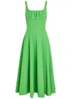 Emilia Wickstead Collins Pleated Paneled Wool-crepe Midi Dress In Green