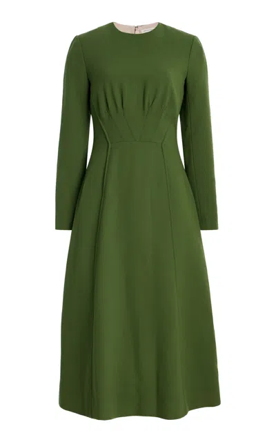 Emilia Wickstead Collinson Gathered Wool Crepe Midi Dress