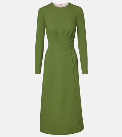 Emilia Wickstead Collinson Wool Crêpe Midi Dress In Brown