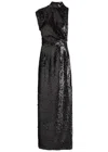 Emilia Wickstead Conlan Draped Asymmetric Sequined Crepe Gown In Black